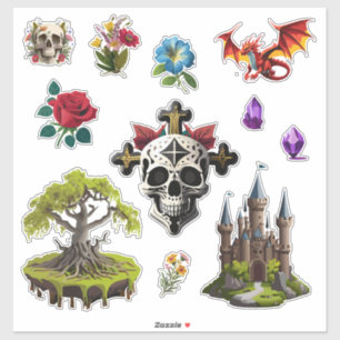 "Mediaeval Characters" Custom-Cut Vinyl Sticker