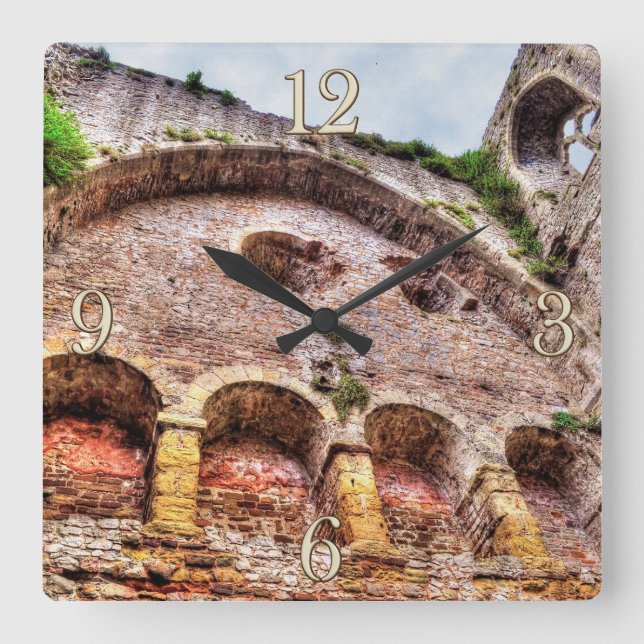 Mediaeval Chepstow Castle Monmouthshire, Wales, UK Square Wall Clock (Front)