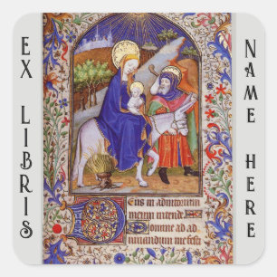 Mediaeval Christian bookplate Square Sticker