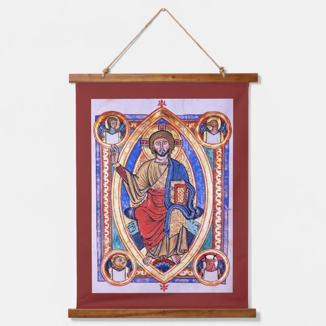 Mediaeval Christian Religious Art Christ in Majest Hanging Tapestry (Front)