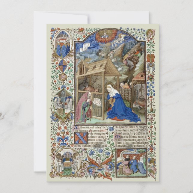 Mediaeval Christmas Nativity by The Bedford Master Holiday Card (Front)