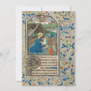 Mediaeval Christmas Nativity by Willem Vrelant Holiday Card
