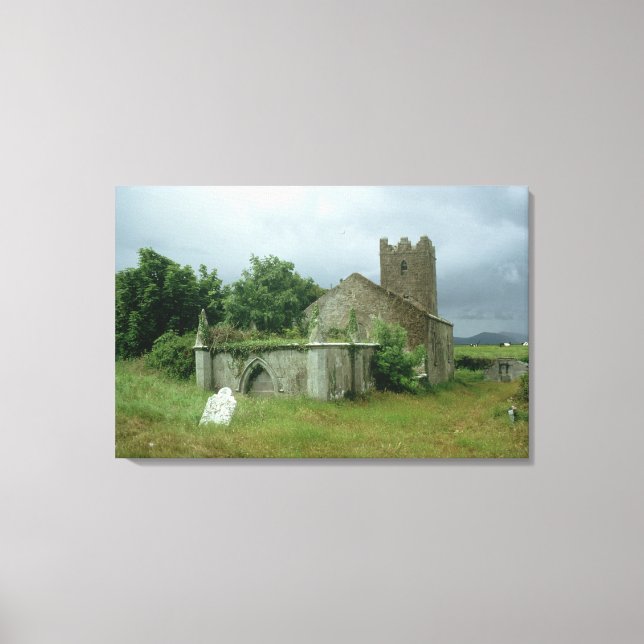 Mediaeval church and churchyard canvas print (Front)