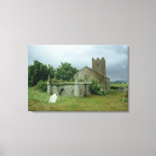 Mediaeval church and churchyard canvas print