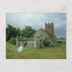 Mediaeval church and churchyard postcard