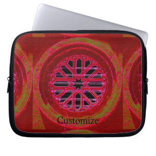 Mediaeval church window red laptop sleeve