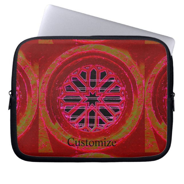 Mediaeval church window red  laptop sleeve (Front)