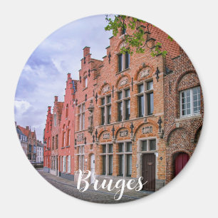 Mediaeval colourful brick houses in Bruges, Belgiu Magnet