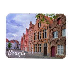 Mediaeval colourful brick houses in Bruges, Belgiu Magnet