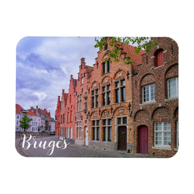 Mediaeval colourful brick houses in Bruges, Belgiu Magnet (Horizontal)