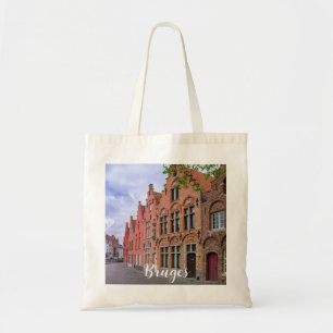 Mediaeval colourful brick houses in Bruges, Belgiu Tote Bag
