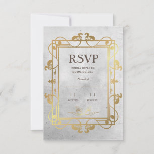 Mediaeval Concrete&Gold RSVP Card