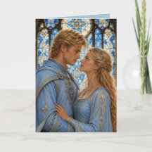 Mediaeval couple anniversary valentine card
