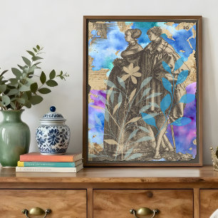 Mediaeval Couple Decoupage Tissue Paper with Flowe
