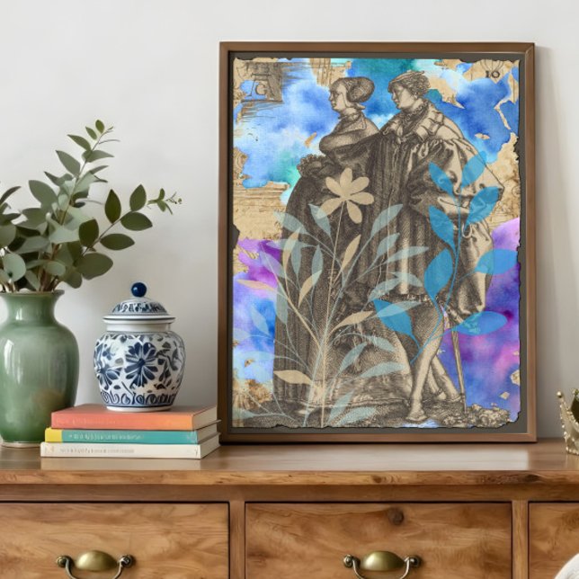 Mediaeval Couple Decoupage Tissue Paper with Flowe (Creator Uploaded)