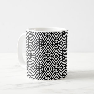 Mediaeval Cross Damask - Black and White Coffee Mug