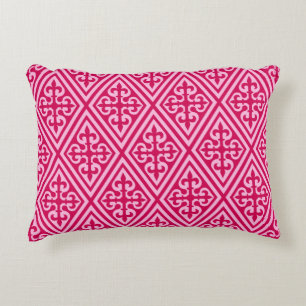 Mediaeval Cross Damask - Fuchsia Pink Decorative Cushion