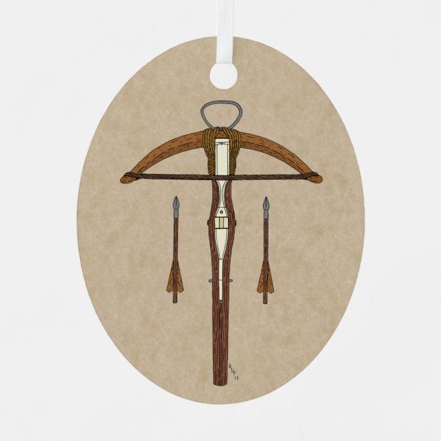 Mediaeval Crossbow with Bolts Metal Tree Decoration (Front)