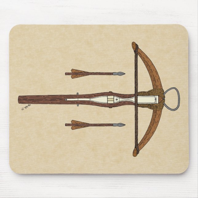 Mediaeval Crossbow with Bolts Mouse Mat (Front)