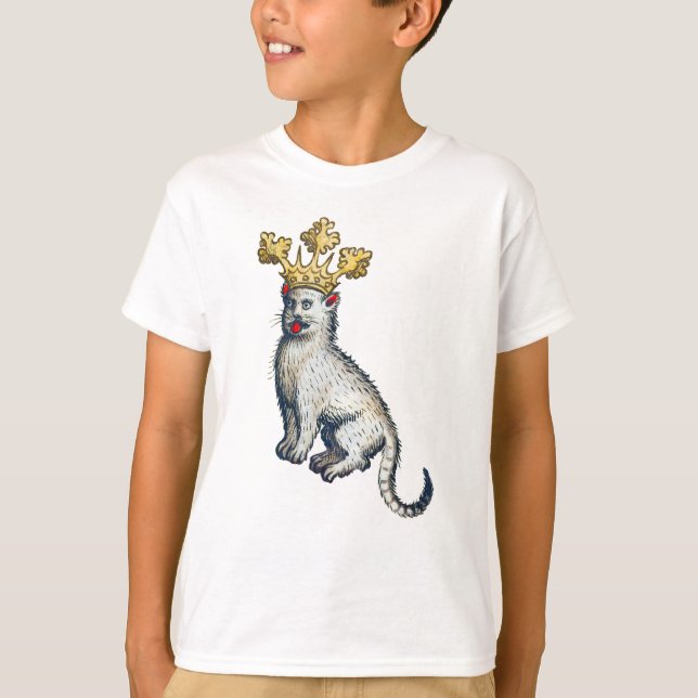 Mediaeval Crowned Cat T-Shirt (Front)
