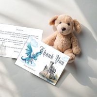 Mediaeval cute blue baby dragon baby shower