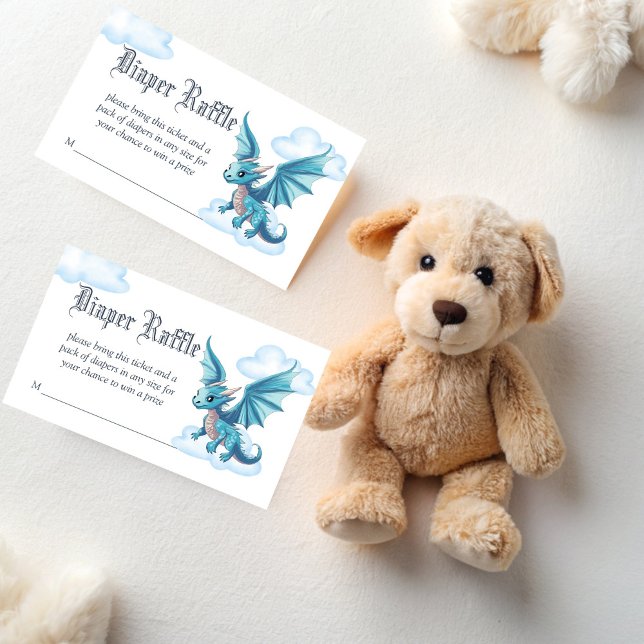 Mediaeval cute dragon baby shower diaper raffle enclosure card (Medieval cute baby dragon baby shower diaper raffle enclosure card fantasy dragon raffle tickets)