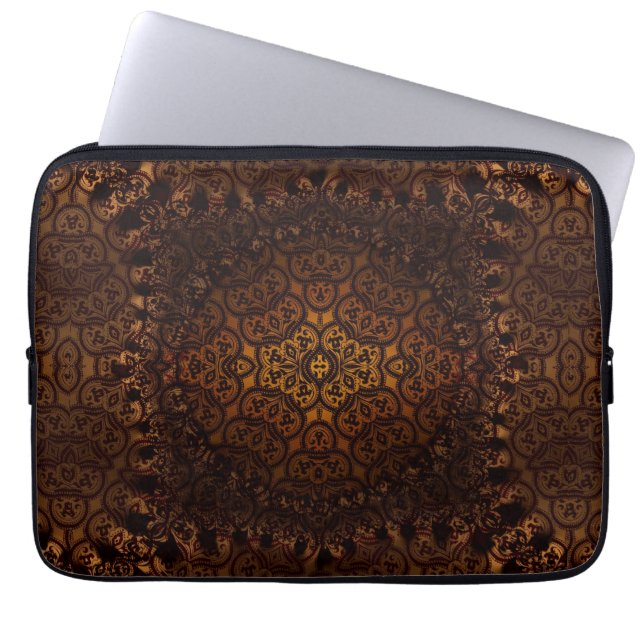 Mediaeval Damask Arabesque Gold Laptop Sleeve (Front)