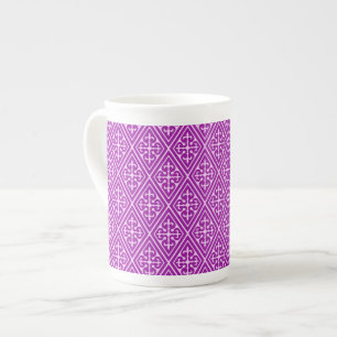 Mediaeval Damask Diamonds, amethyst purple Bone China Mug