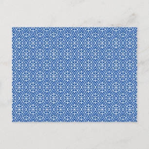 Mediaeval Damask Diamonds, cobalt blue Postcard