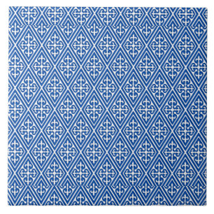 Mediaeval Damask Diamonds, cobalt blue Tile
