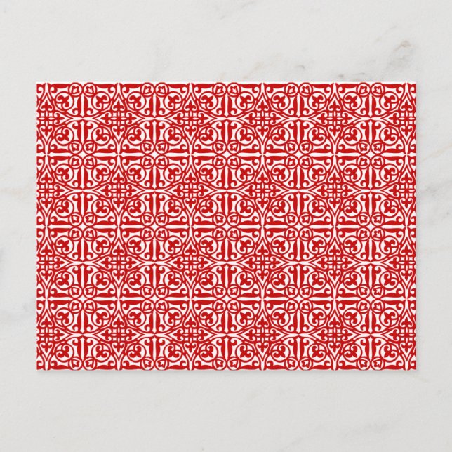 Mediaeval Damask Diamonds, red and white Postcard (Front)