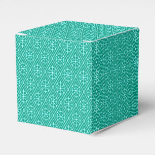 Mediaeval Damask Diamonds, turquoise and aqua Favour Box