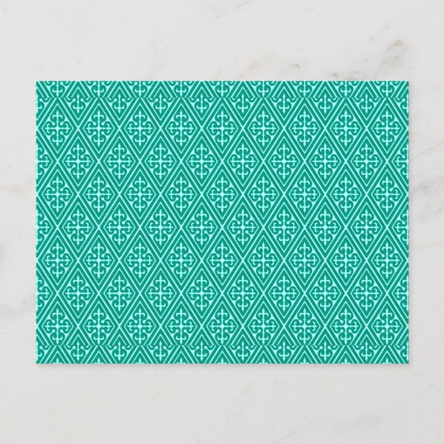 Mediaeval Damask Diamonds, turquoise and aqua Postcard (Front)