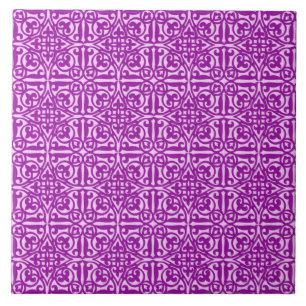 Mediaeval Damask Fleur-de-lis, amethyst purple Tile