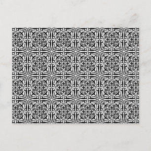Mediaeval Damask Fleur-de-lis, black and white Postcard