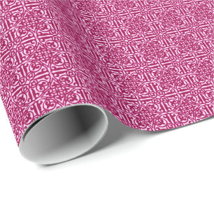 Mediaeval Damask Fleur-de-lis, burgundy wine Wrapping Paper