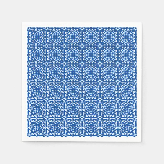 Mediaeval Damask Fleur-de-lis, cobalt blue Napkin (Front)