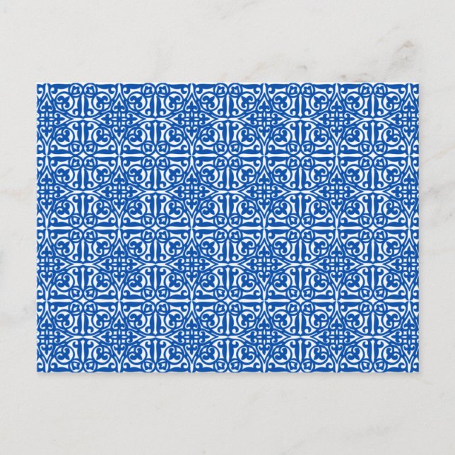 Mediaeval Damask Fleur-de-lis, cobalt blue Postcard (Front)