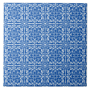 Mediaeval Damask Fleur-de-lis, cobalt blue Tile