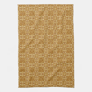 Mediaeval Damask Fleur-de-lis, copper and cream Tea Towel