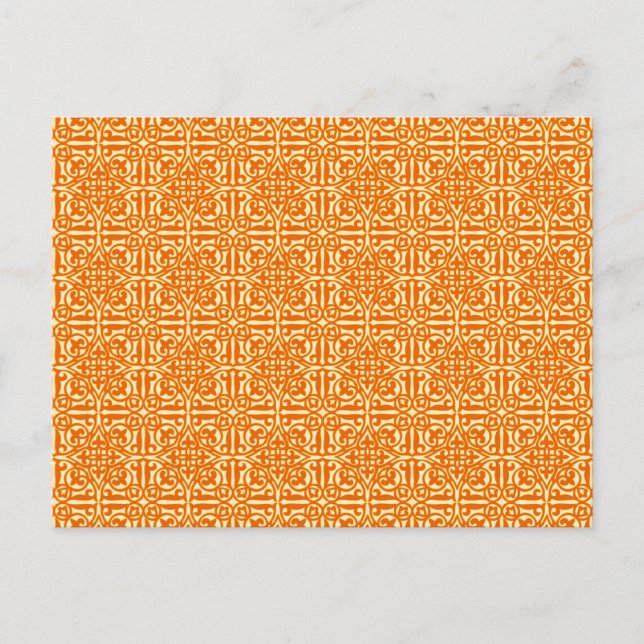 Mediaeval Damask Fleur-de-lis, mandarin orange Postcard (Front)