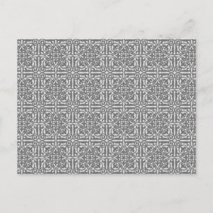 Mediaeval Damask Fleur-de-lis, silver grey Postcard