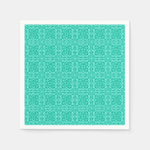 Mediaeval Damask Fleur-de-lis, turquoise & aqua Napkin
