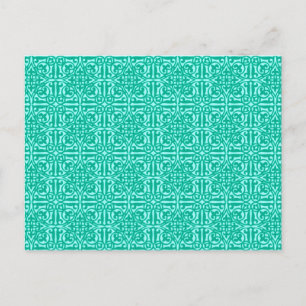 Mediaeval Damask Fleur-de-lis, turquoise & aqua Postcard