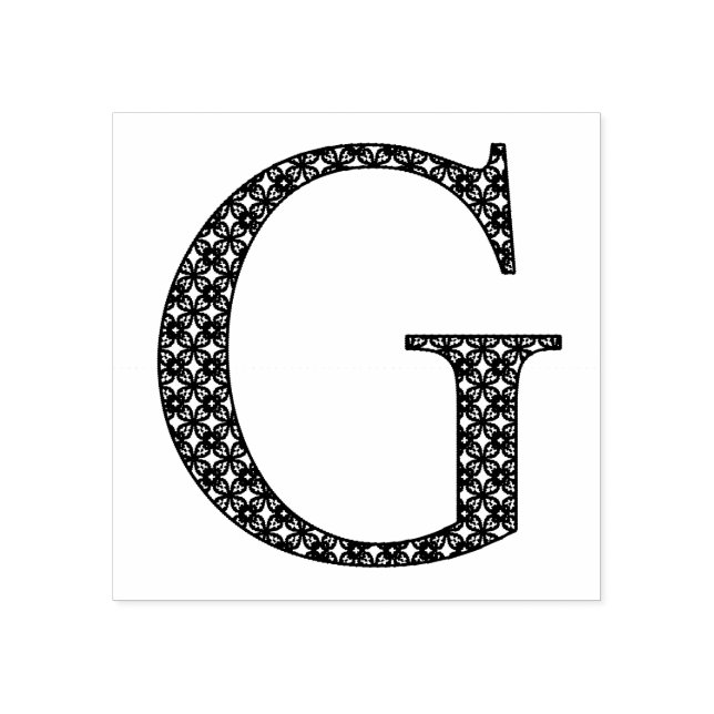 Mediaeval Damask Monogram Letter G Rubber Stamp (Imprint)