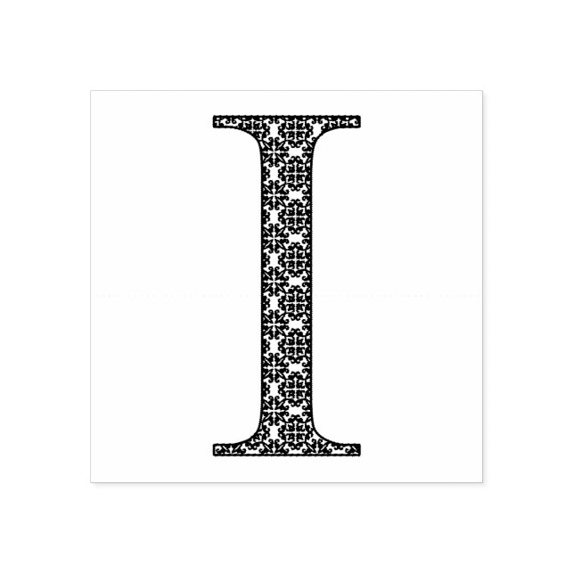 Mediaeval Damask Monogram Letter I Rubber Stamp (Imprint)