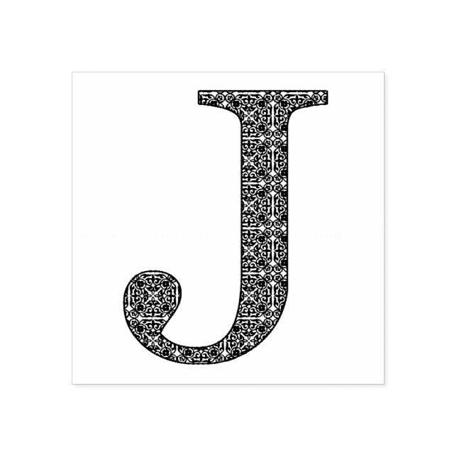 Mediaeval Damask Monogram Letter J Rubber Stamp (Imprint)