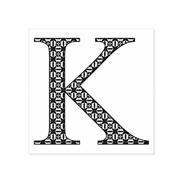 Mediaeval Damask Monogram Letter K Rubber Stamp (Imprint)