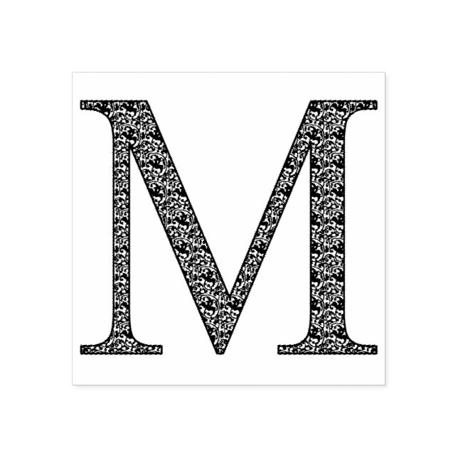 Mediaeval Damask Monogram Letter M Rubber Stamp (Imprint)