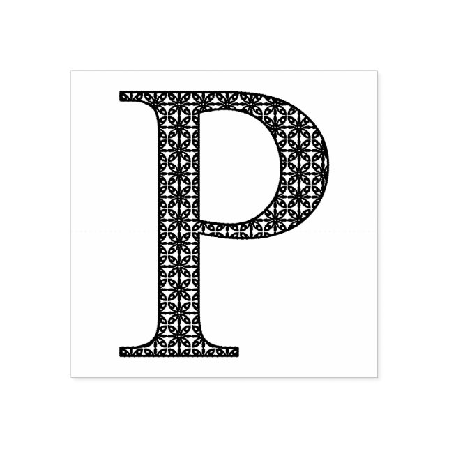 Mediaeval Damask Monogram Letter P Rubber Stamp (Imprint)